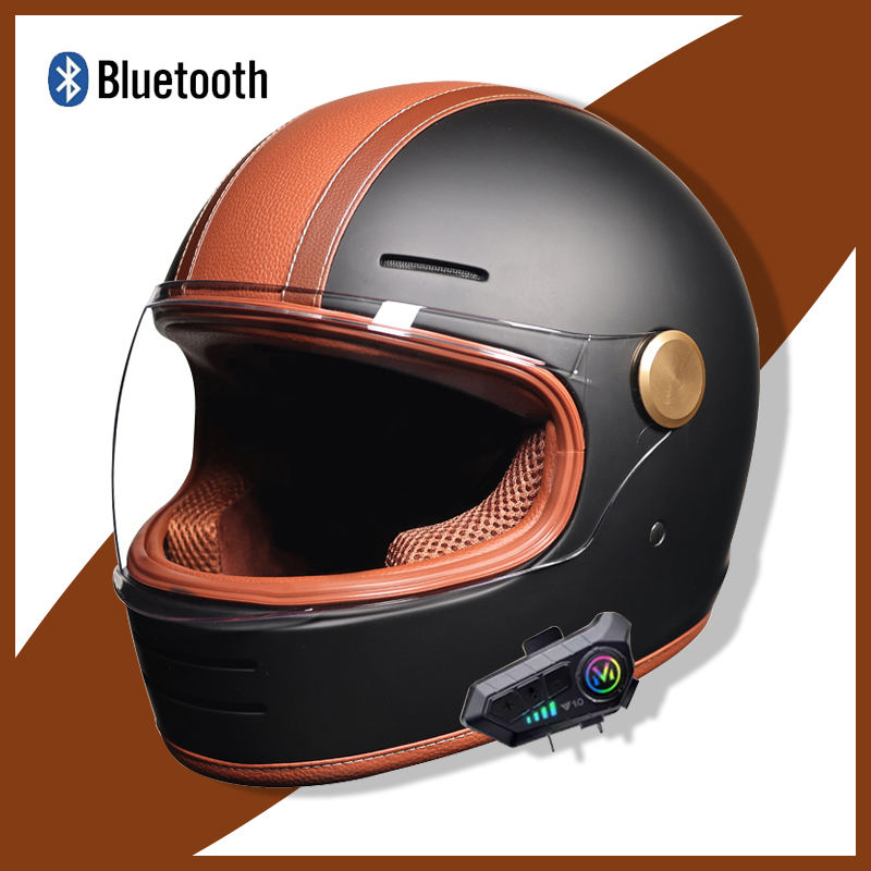 Full-Face Retro Helmet with Bl - đánh giá và giá Full Face Motorcycle Helmet With Bluetooth