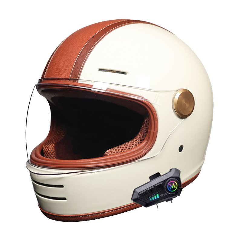 Full-Face Retro Helmet with Bl - đánh giá và giá Full Face Motorcycle Helmet With Bluetooth